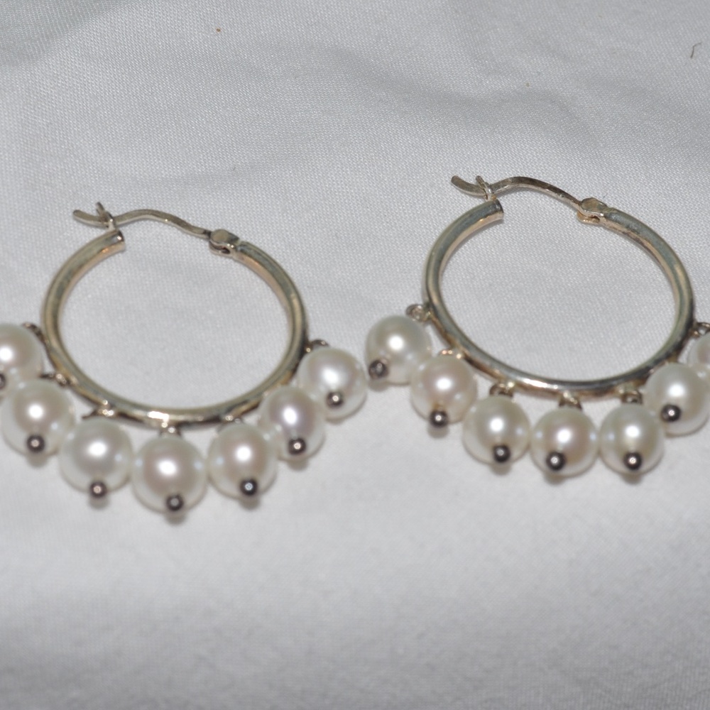 Sterling faux pearl earrings